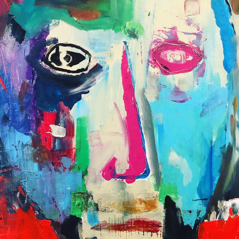 Face 04, acrylic on masonite