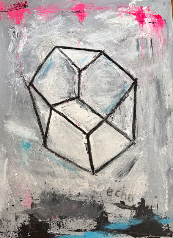 Echo, acrylic, charcoal and oil on canvas